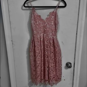 Rosy pink lace cocktail dress